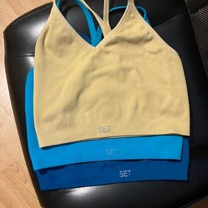 bundle of 3 set active ribbed v bras